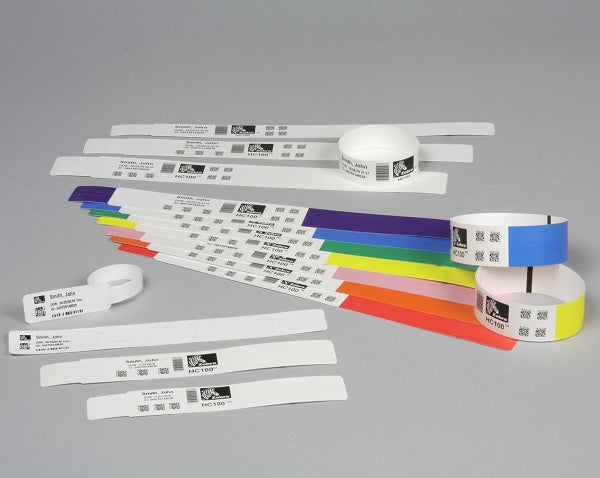 Zebra Z-Band Ultrasoft Adult Wristband – Red, 1″ × 11″, Synthetic, DT, Permanent Adhesive (6 Pack)